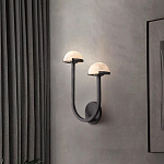 Бра с 2-мя мраморными плафонами на черном корпусе Light Warm Light варинант исполнения - 2 | Loft Concept в Ульяновске
