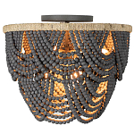 Круглый потолочный светильник с подвесками из круглых деревянных бусин Wooden Beads Black Ceiling Lamp варинант исполнения - 1 | Loft Concept в Ульяновске