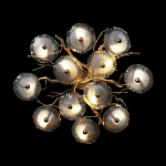 Потолочная люстра круглая ветвистыми бронзовыми элементами и стеклянными рифлеными дисками Textured Glass Chandelier варинант исполнения - 2 | Loft Concept в Ульяновске