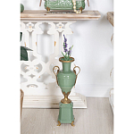 Ваза зеленого цвета из фарфора на высокой подставке с бронзовыми ручками Eden Garden porcelain and bronze варинант исполнения - 4 | Loft Concept в Ульяновске