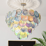 Люстра с каскадом из круглых разноцветных стеклянных дисков Mother of Pearl Iridescence варинант исполнения - 1 | Loft Concept в Ульяновске