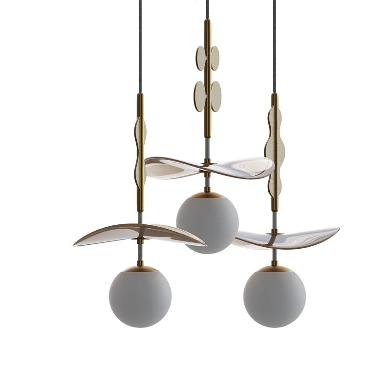 Подвес Bloomy Бежевый Белый Латунь в Ульяновске | Loft Concept 