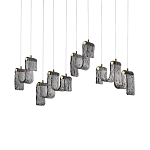 Подвесной светильник линейный с плафонами волнистой формы из фактурного стекла Big Wave варинант исполнения - 2 | Loft Concept в Ульяновске