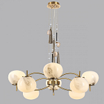 Люстра подвесная с 8-ю шарообразными плафонами из белого стекла с подвесками из камня и кисточками Agatelle варинант исполнения - 4 | Loft Concept в Ульяновске