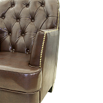 Кресло кожаное c мягкими подлокотниками на 4-х деревянных ножках из массива березы Joseph Armchair brown варинант исполнения - 3 | Loft Concept в Ульяновске