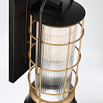 Настенный фонарь цилиндрической формы с рифленым стеклом в золотом каркасе на черном прямоугольном основании Eurofase варинант исполнения - 4 | Loft Concept в Ульяновске