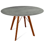 Стол обеденный с серой овальной столешницей из керамики на четырех деревянных ножках Gray Ceramics варинант исполнения - 8 | Loft Concept в Ульяновске