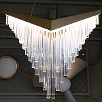 Люстра золотого цвета в форме галочки с каскадом длинных прозрачных трубок Eurofase варинант исполнения - 13 | Loft Concept в Ульяновске