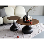 Столик журнальный с круглой деревянной столешницей на черном фактурном основании Bourgeon варинант исполнения - 5 | Loft Concept в Ульяновске