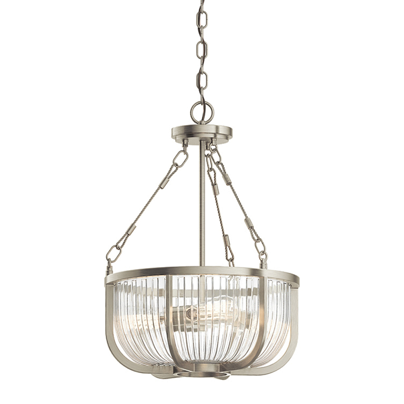 Люстра подвесная с чашеобразным плафоном из прозрачных стеклянных прутьев Kichler Никель Прозрачный Латунь в Ульяновске | Loft Concept 