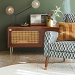 ТВ-тумба из ореха с плетеным декором Eland Wooden Wicker TV Stand варинант исполнения - 3 | Loft Concept в Ульяновске