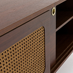 ТВ-тумба из ореха с плетеным декором Eland Wooden Wicker TV Stand варинант исполнения - 7 | Loft Concept в Ульяновске