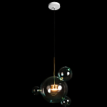 Подвесной светильник с прозрачными бирюзовыми стеклянными шарами и золотыми деталями Диаметр 43 Giopato & Coombes варинант исполнения - 2 | Loft Concept в Ульяновске