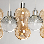 Люстра с 3-мя плафонами волнообразной формы цвета янтарь и 2-мя прозрачными шарообразными плафонами Lucid Rain  варинант исполнения - 7 | Loft Concept в Ульяновске