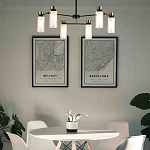 Люстра потолочная с 6-ю цилиндрическими плафонами из стекла и черным каркасом Noir Poise варинант исполнения - 3 | Loft Concept в Ульяновске