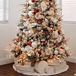 Заснеженная Новогодняя Ель с золотыми листьями и цветами в комплекте варинант исполнения - 3 | Loft Concept в Ульяновске