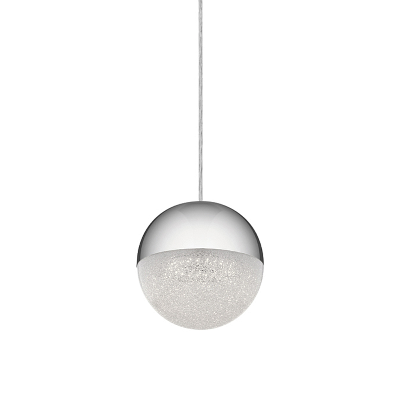 Подвесной светильник со сферическим плафоном из акрила с циркониевыми вкраплениями Kichler Хром Прозрачный в Ульяновске | Loft Concept 