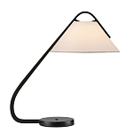 Настольная лампа с черным каркасом и белым тканевым абажуром в форме конуса Stylish Solution варинант исполнения - 3 | Loft Concept в Ульяновске