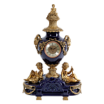 Часы настольные из темно-синего фарфора с бронзовыми фигурками и декоративными элементами Eden Garden варинант исполнения - 1 | Loft Concept в Ульяновске