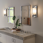 Бра для ванных комнат с цилиндрическим плафоном на прямоугольном зеркальном основании Feiss варинант исполнения - 2 | Loft Concept в Ульяновске