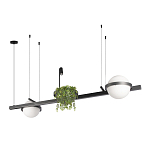 Подвесной светильник линейный с 2-мя шарообразными плафонами и цилиндрическим спотом Light of Еyes варинант исполнения - 8 | Loft Concept в Ульяновске