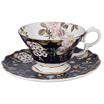 Чайный набор из фарфора темно-синий с рисунком цветов на 6 персон 12 предметов 280 мл Garden Whisper Porcelain Set  варинант исполнения - 5 | Loft Concept в Ульяновске