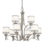 Люстра с белыми тканевыми абажурами в прозрачных стеклянных цилиндрах Kichler варинант исполнения - 1 | Loft Concept в Ульяновске