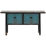 Деревянная консоль в китайском стиле с дверцами голубая Qin Console Table Blue варинант исполнения - 1 | Loft Concept в Ульяновске