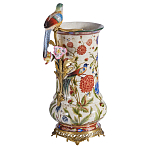 Ваза фарфоровая с птицей на бронзовой ветке и цветочной росписью Garden of Eden варинант исполнения - 1 | Loft Concept в Ульяновске