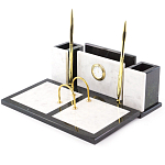 Настольный письменный набор из белого мрамора с часами Marble Accessory варинант исполнения - 2 | Loft Concept в Ульяновске