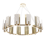 Люстра подвесная круглая с прямоугольными мраморными и золотистыми панелями на металлическом каркасе Диаметр 118 см Marble square Chandelier варинант исполнения - 2 | Loft Concept в Ульяновске