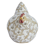 Статуэтка курица с резными белыми цветами на бежевой фактурной поверхности Rustic Chicken варинант исполнения - 1 | Loft Concept в Ульяновске