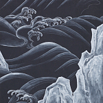 Обои ручная роспись Matsushima Waves Roka on Edo Night painted silk варинант исполнения - 1 | Loft Concept в Ульяновске