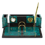 Настольный письменный набор из змеевика с часами и календарницей Successful Leader варинант исполнения - 1 | Loft Concept в Ульяновске