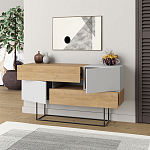 Комод c 2-мя белыми дверцами и 2-мя выдвижными ящиками цвета древесины EROS CONSOLE OAK WHITE варинант исполнения - 2 | Loft Concept в Ульяновске