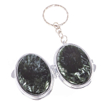 Зеркало брелок карманное двухстороннее из натурального камня Серафинит Stone Mirrors варинант исполнения - 2 | Loft Concept в Ульяновске