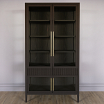 Витрина Primo со стеклянными фасадами и 2 ящиками Темный орех варинант исполнения - 1 | Loft Concept в Ульяновске