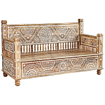 Скамья с резным декором из массива манго Grey Mango Collection Bench M варинант исполнения - 1 | Loft Concept в Ульяновске