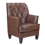 Кресло из натуральной кожи c мягкими подлокотниками на 4-х деревянных ножках из массива бука Joseph Armchair brown варинант исполнения - 1 | Loft Concept в Ульяновске