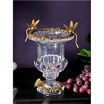 Ваза из прозрачного стекла на бронзовой подставке с ободком и ручками в виде стрекоз Eden Garden варинант исполнения - 2 | Loft Concept в Ульяновске