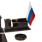 Настольный письменный набор с часами из природного камня обсидиана  Gift for Manager варинант исполнения - 5 | Loft Concept в Ульяновске