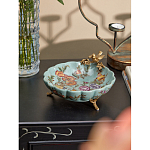 Блюдо из голубого фарфора с бронзовой птичкой Blue Garden варинант исполнения - 4 | Loft Concept в Ульяновске