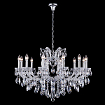 Люстра подвесная с 12-ю лампочками и прозрачными хрустальными подвесками на хромированном основании Crystal lamps варинант исполнения - 2 | Loft Concept в Ульяновске