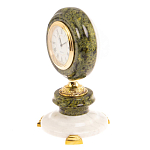 Часы настольные бронзовые из натуральных камней Мрамор и Змеевик Stone Clock варинант исполнения - 11 | Loft Concept в Ульяновске