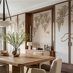 Обои с вышивкой ручной работы Deco Wisteria ﻿Midas colourway on Liso Pearl wool sateen варинант исполнения - 2 | Loft Concept в Ульяновске