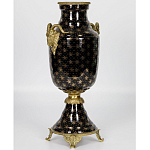 Ваза черного цвета из фарфора с золотистым узором и бронзовыми элементами Eden Garden porcelain and bronze варинант исполнения - 1 | Loft Concept в Ульяновске
