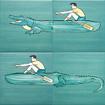 Плитка с узором Крокодил байдарочник варинант исполнения - 2 | Loft Concept в Ульяновске