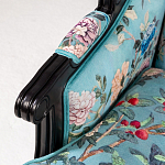 Трехместный диван из натурального бука бирюзовый с изображением птиц и цветов Turquoise Chinoiserie Garden Sofa варинант исполнения - 5 | Loft Concept в Ульяновске