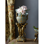 Ваза голубого цвета из фарфора с золотым растительным орнаментом и бронзовыми фигурками женщин Eden Garden porcelain and bronze варинант исполнения - 7 | Loft Concept в Ульяновске