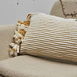 Чехол на подушку горчичного цвета с бахромой и объемным узором Ethnic mix варинант исполнения - 5 | Loft Concept в Ульяновске